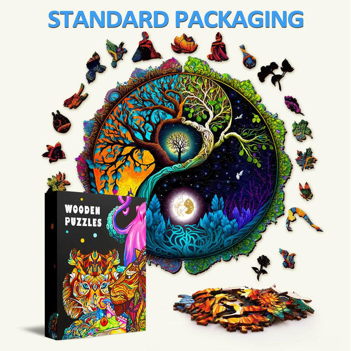 Baum des Lebens & Yin Yang 4 Holzpuzzle