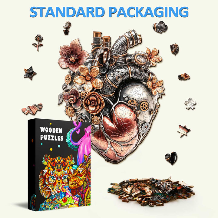 Mechanisches Herz Holzpuzzle