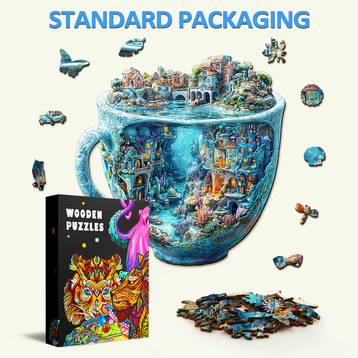 Meereswelt-Becher Holzpuzzle