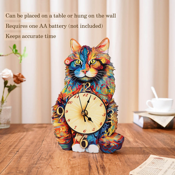 Maine Coon - 3D Holzuhr Puzzle Bastelset