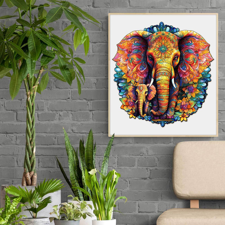 Elefantenfamilie Mandala Holzpuzzle