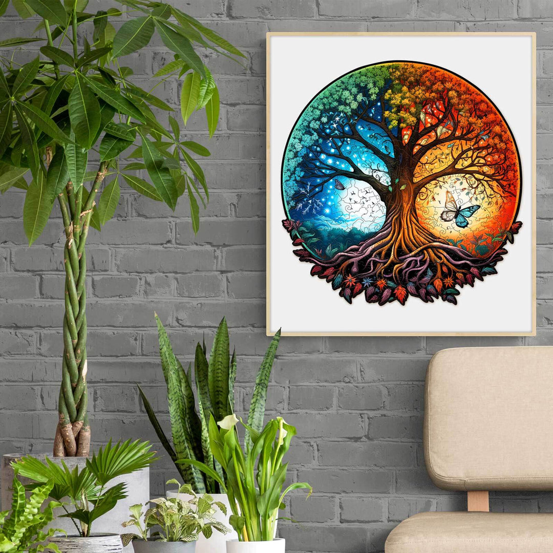 Lebensbaum-Yin-Yang 7 Holzpuzzle