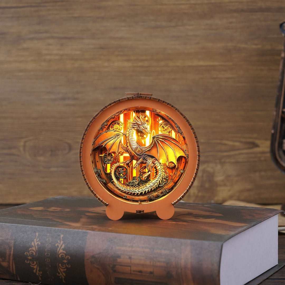 Mechanischer Drachen - 3D Holz Nachtlicht Bausatz