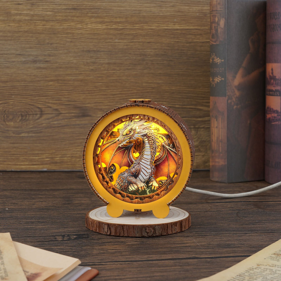 Dampfross-Drache - 3D Holz Nachtlicht Bausatz