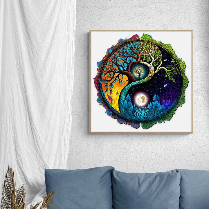 Baum des Lebens & Yin Yang 4 Holzpuzzle