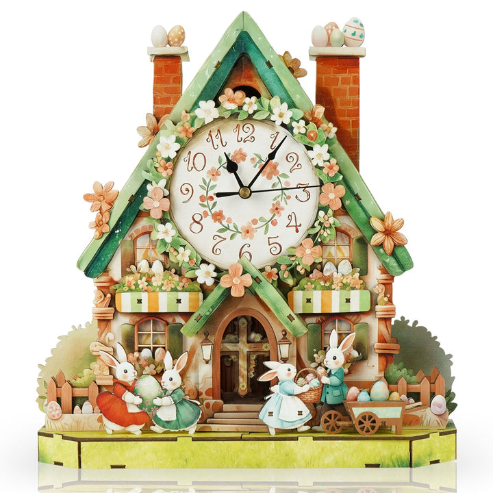 Ostereierhütte - 3D Holzuhr Puzzle Bastelset