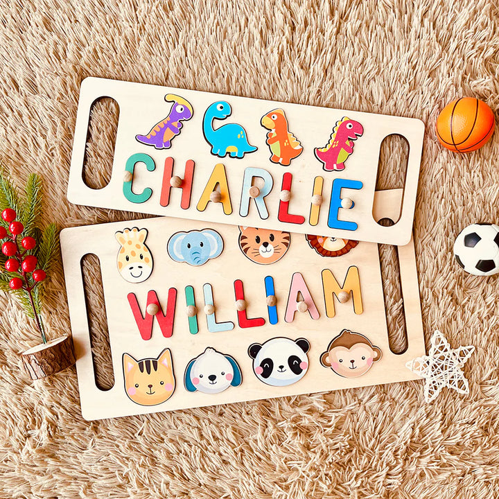 Personalisiertes Holz-Baby-Namen-Puzzle mit Griff