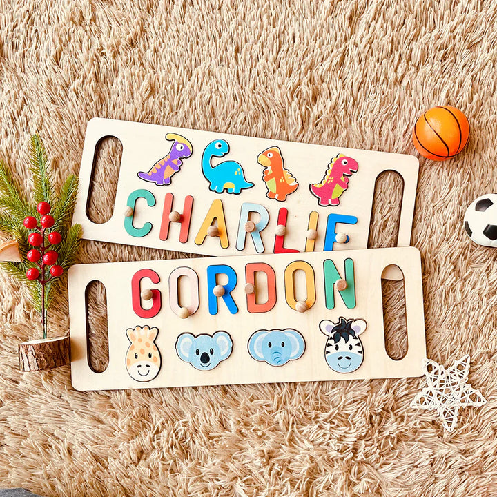 Personalisiertes Holz-Baby-Namen-Puzzle mit Griff
