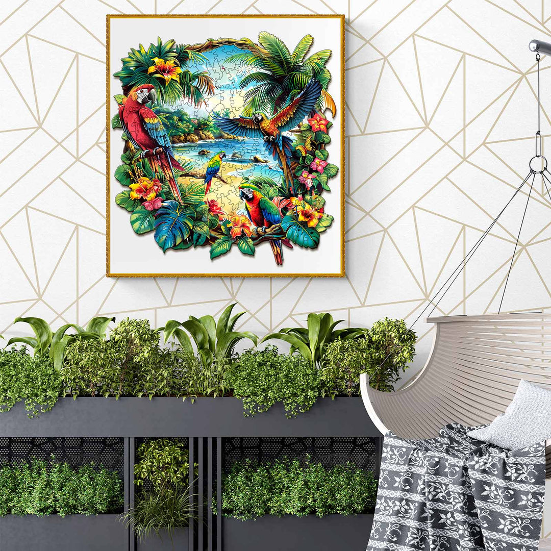 Tropical Parrot Wooden Jigsaw Puzzle - By Woodbests