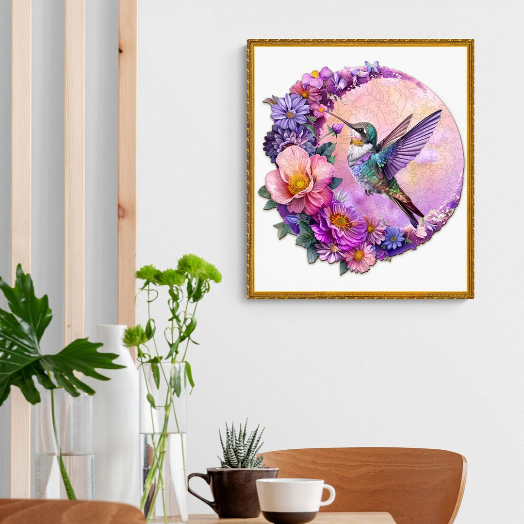 Hummingbird and Moon Wooden Jigsaw Puzzle - By Woodbests