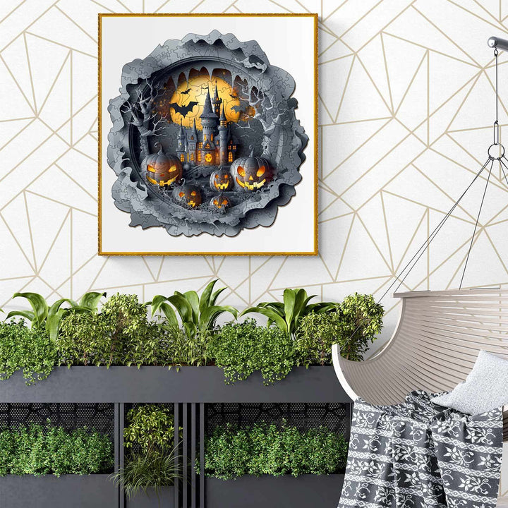 3D Halloween Castle-1 Wooden Jigsaw Puzzle - Woodbests