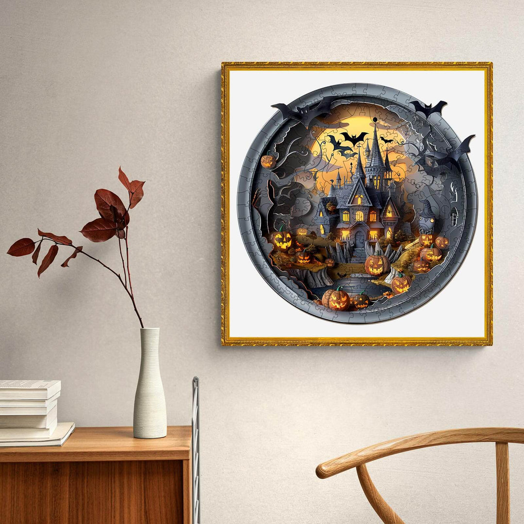 3D Halloween Castle-3 Wooden Jigsaw Puzzle - Woodbests