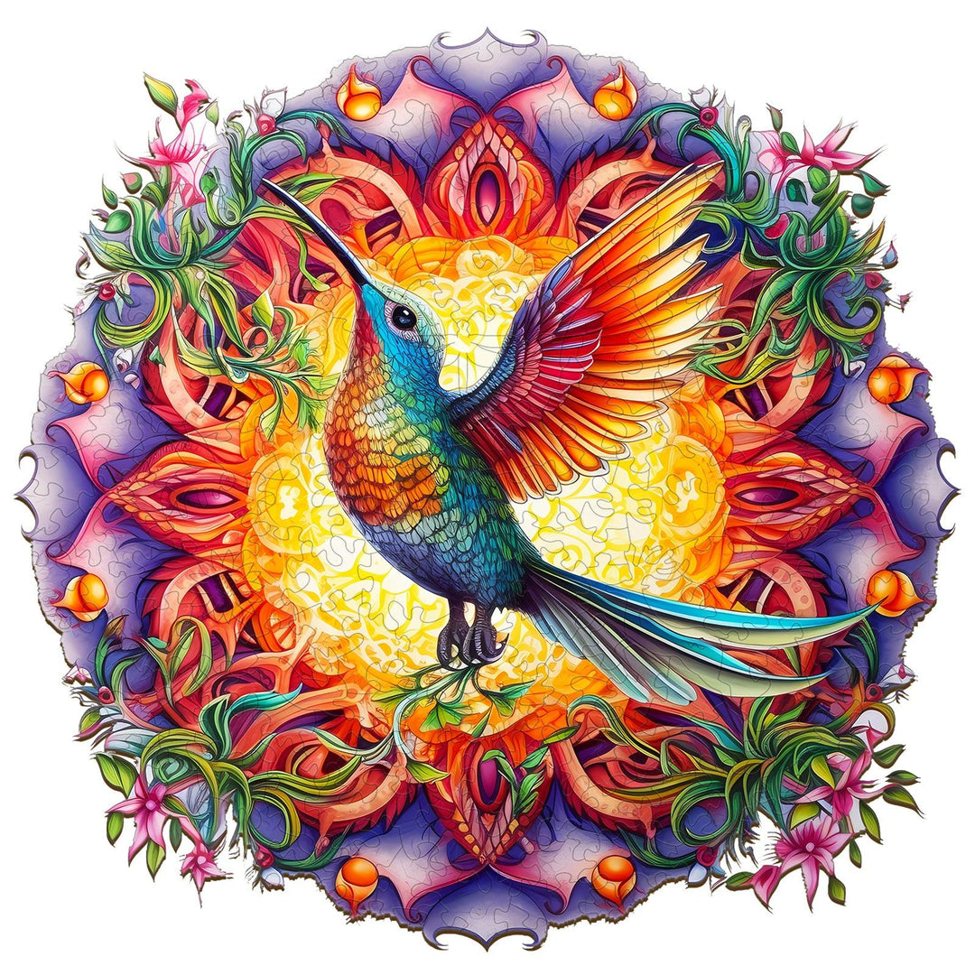 Mandala & Hummingbird 2 Wooden Jigsaw Puzzle-Woodbests