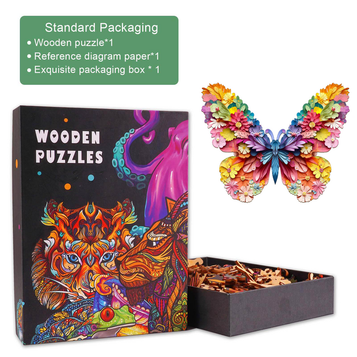 Farbenfroher Schmetterling 3D Holzpuzzle
