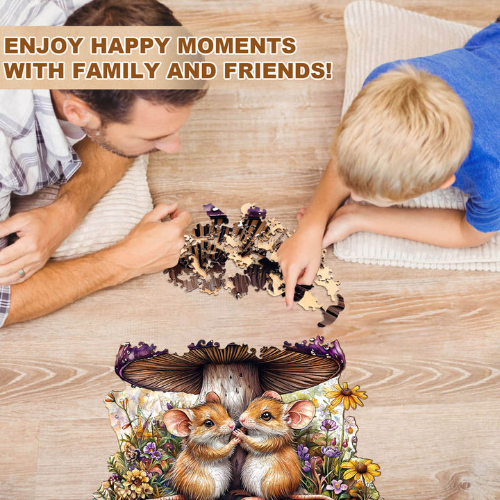 Mäuse und Pilze Holzpuzzle