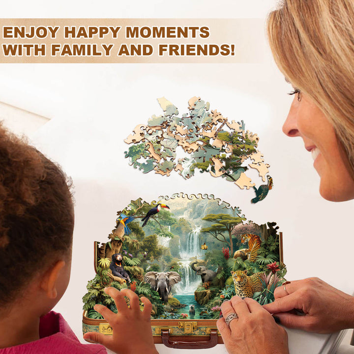 Kofferlandschaft – Dschungeltiere Holzpuzzle