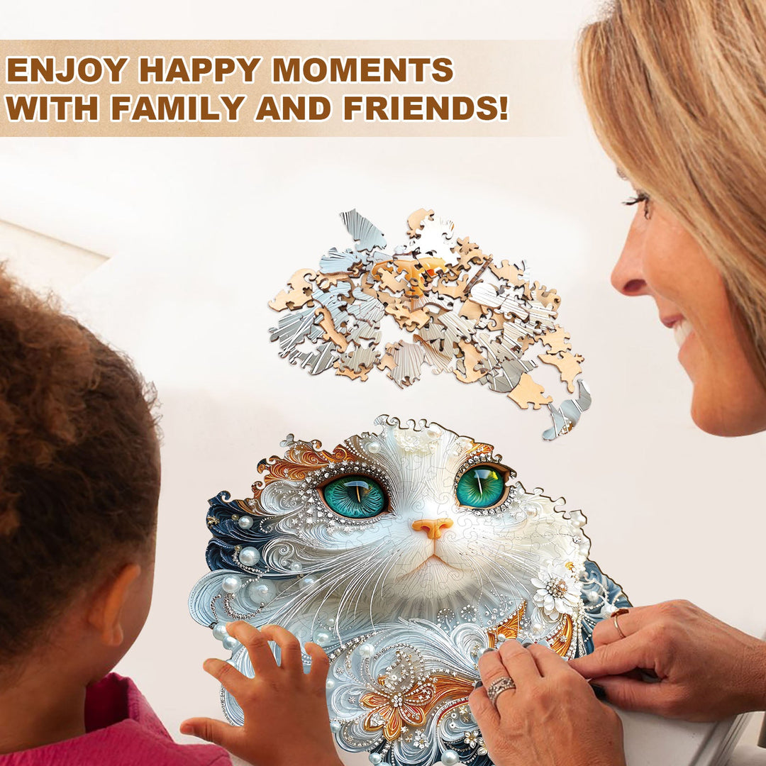 Schmuck-Katzen Holzpuzzle