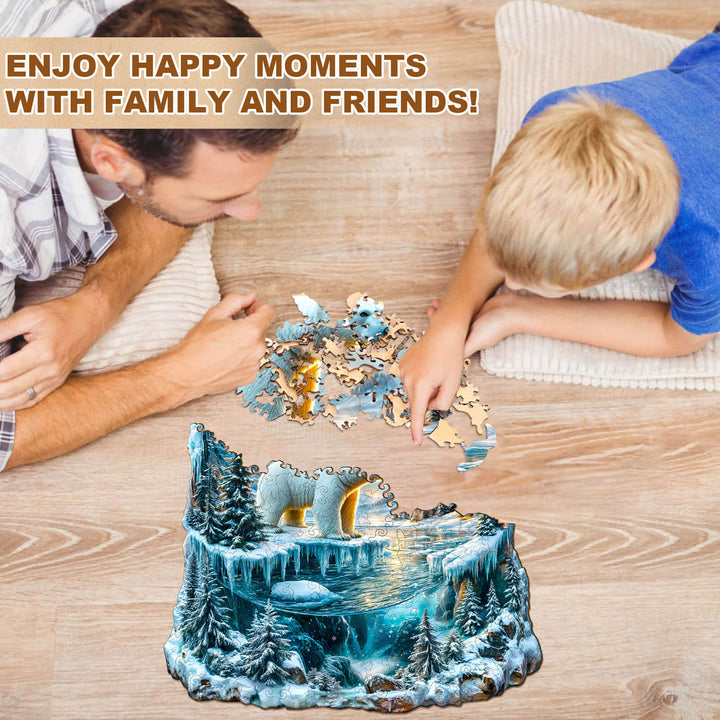 Frozen polar bears-1 Wooden Jigsaw Puzzle