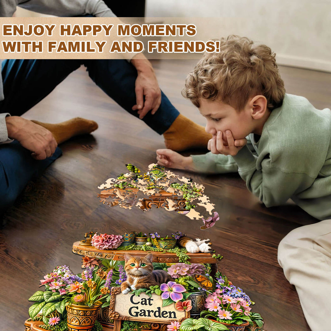 Katzen-Garten Holzpuzzle