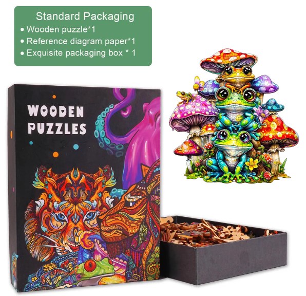 Froschfamilie Holzpuzzle