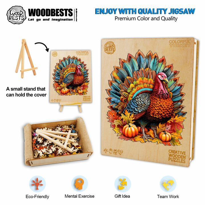 Colorful Turkey Wooden Jigsaw Puzzle