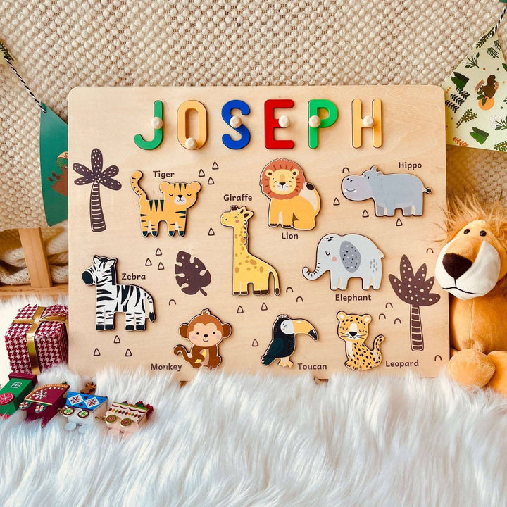 Personalisiertes Dschungeltier Namen Puzzle