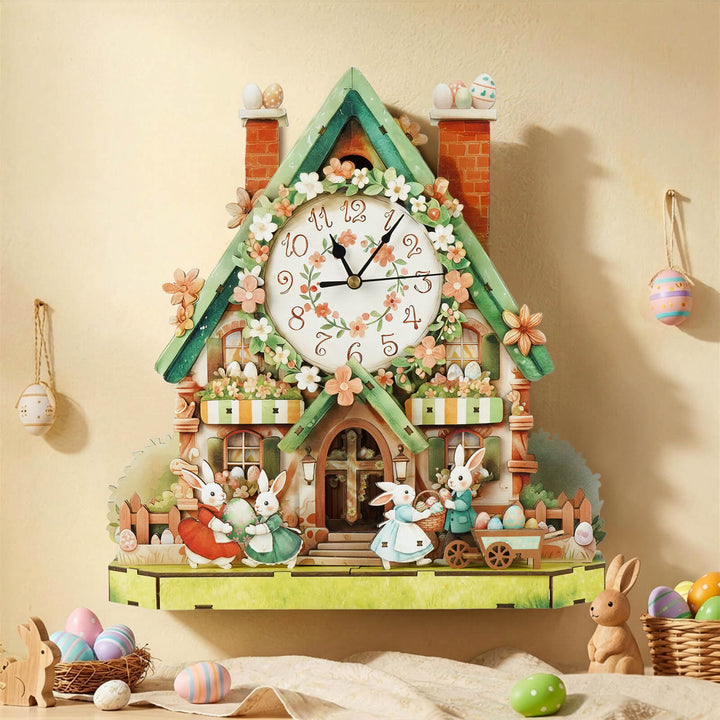 Ostereierhütte - 3D Holzuhr Puzzle Bastelset