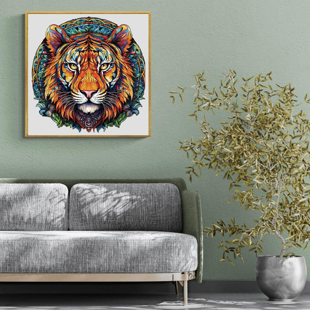 Mandala Tiger Wooden Jigsaw Puzzle-Woodbests