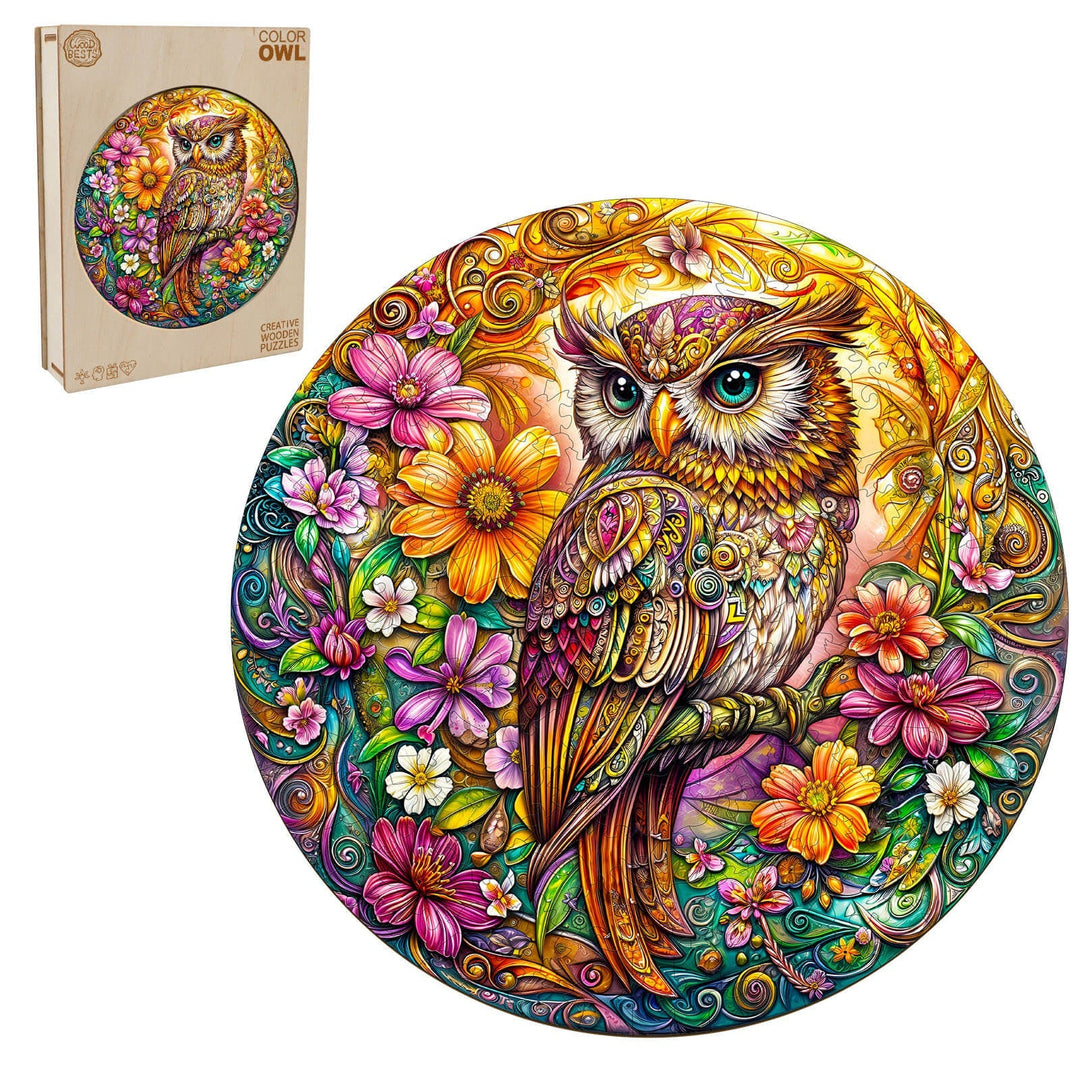 Bunte Eule Holzpuzzle