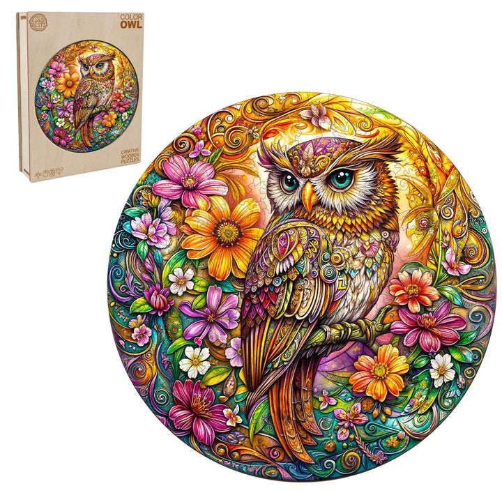 Bunte Eule Holzpuzzle