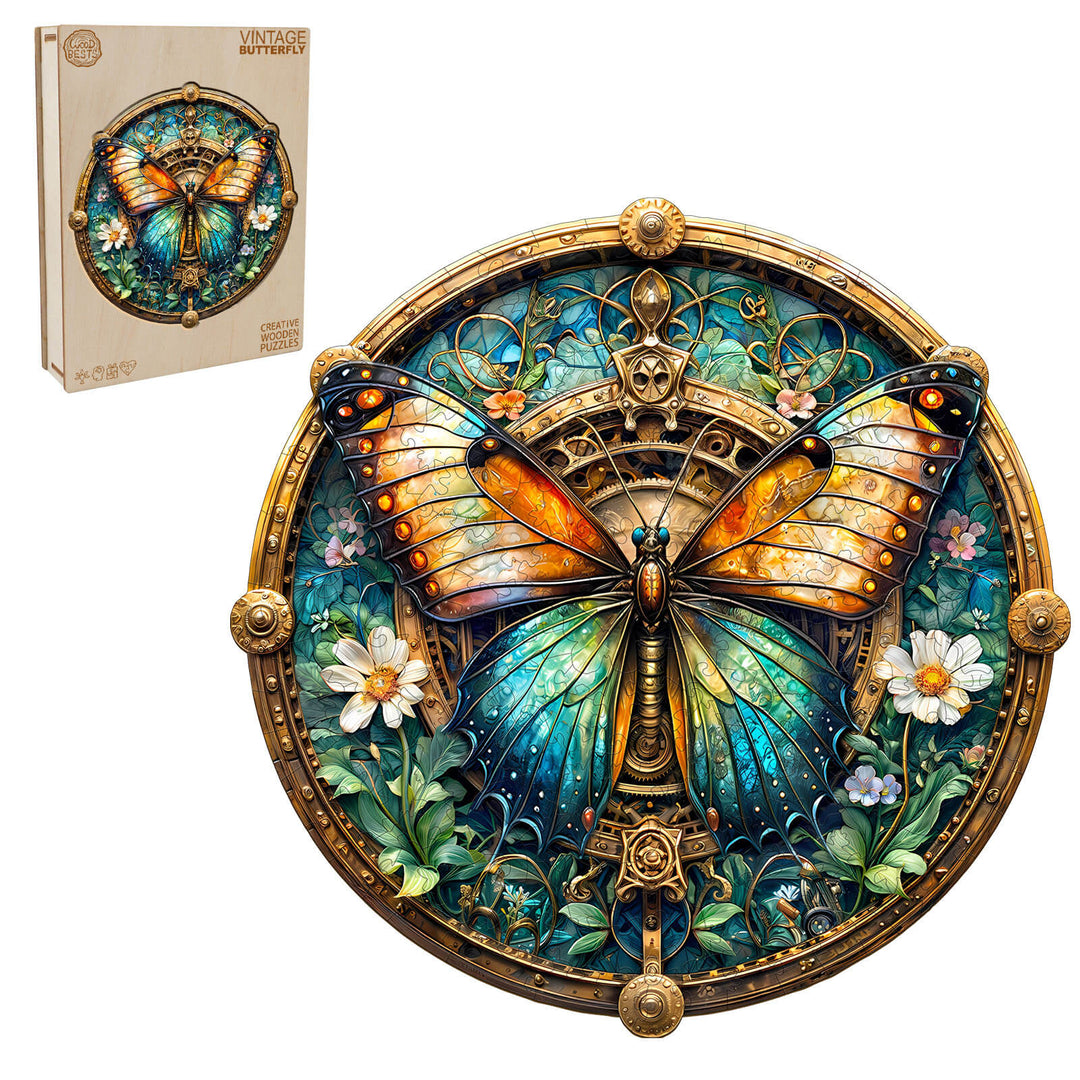 Retro-Schmetterling Holzpuzzle