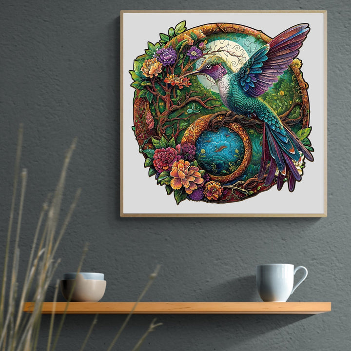 Yin Yang Hummingbird-2 Wooden Jigsaw Puzzle-Woodbests