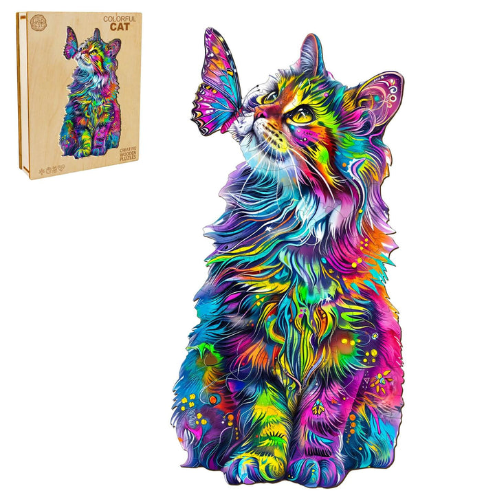 Colorful Cat Wooden Jigsaw Puzzle