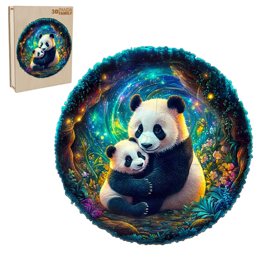 3D Pandafamilie Holzpuzzle