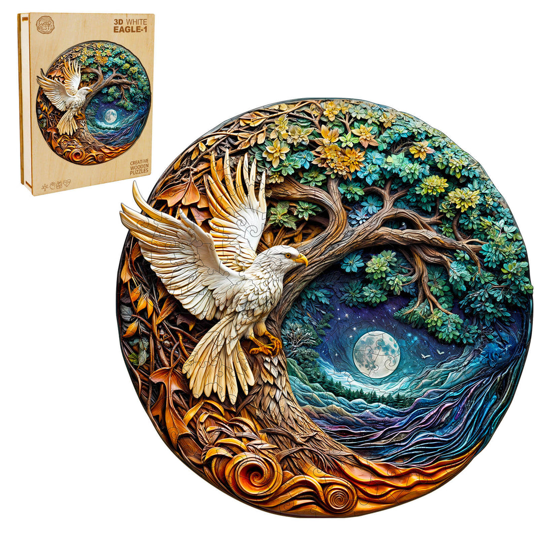 3D White Eagle-1 Wooden Jigsaw Puzzle - Woodbests