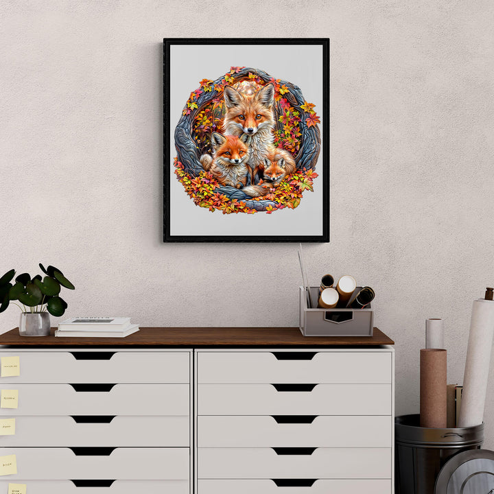 Eltern-Kind-Fuchs Holzpuzzle