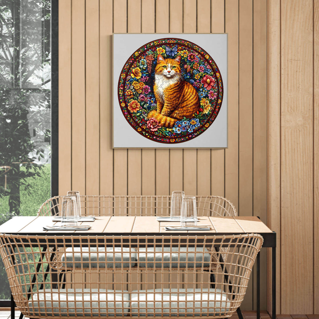 Blumen-Katzen Holzpuzzle