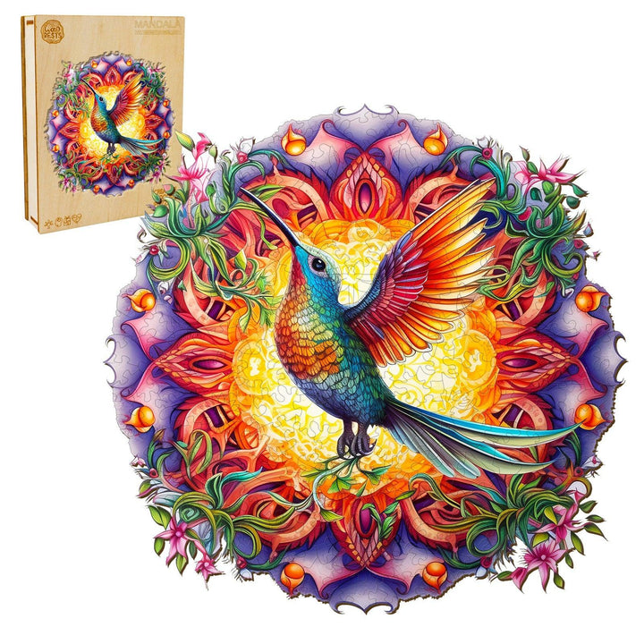 Mandala & Hummingbird 2 Wooden Jigsaw Puzzle-Woodbests