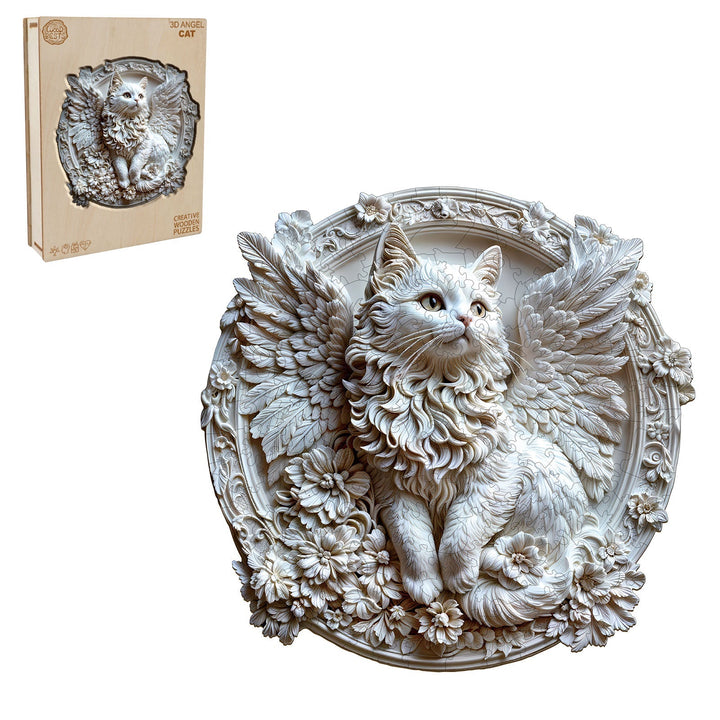 3D Engels-Katzen Holzpuzzle