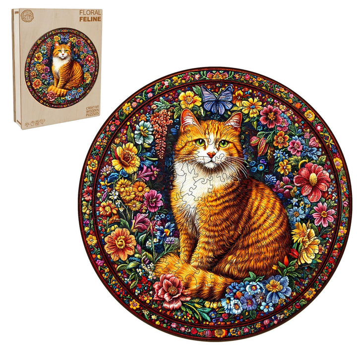 Blumen-Katzen Holzpuzzle