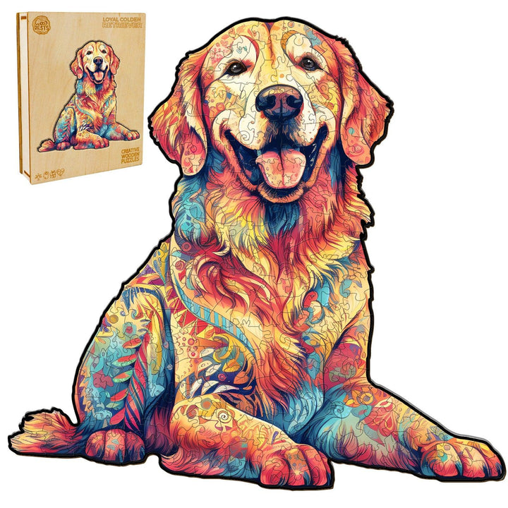 Loyal Golden Retriever Wooden Jigsaw Puzzle-Woodbests