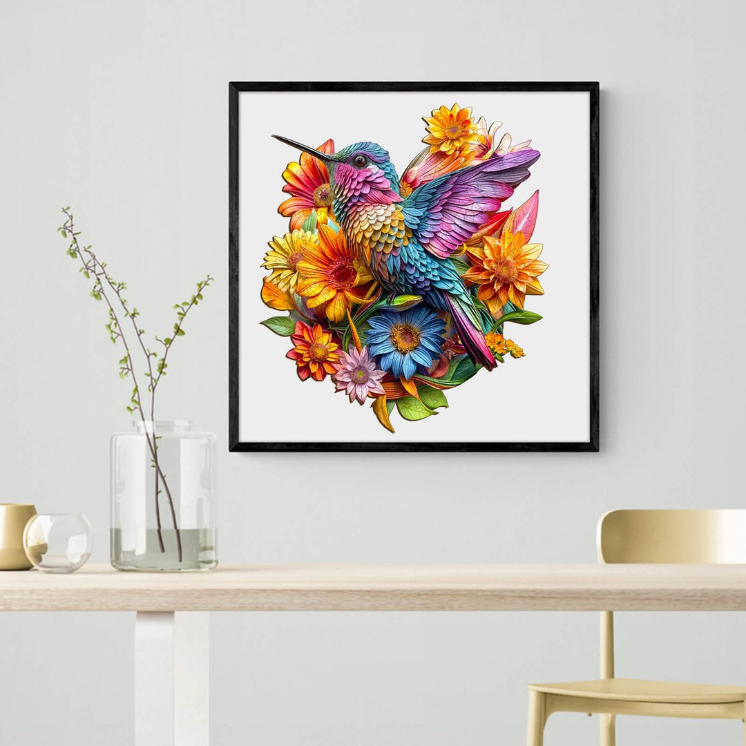 Hummingbird and Flowers Wooden Jigsaw Puzzle - By Woodbests