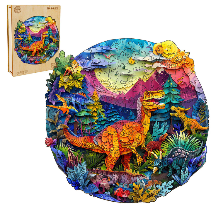 3D T-Rex Wooden Jigsaw Puzzle - Woodbests