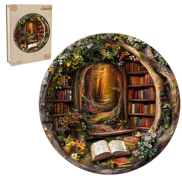 Baumhaus-Bibliothek Holzpuzzle