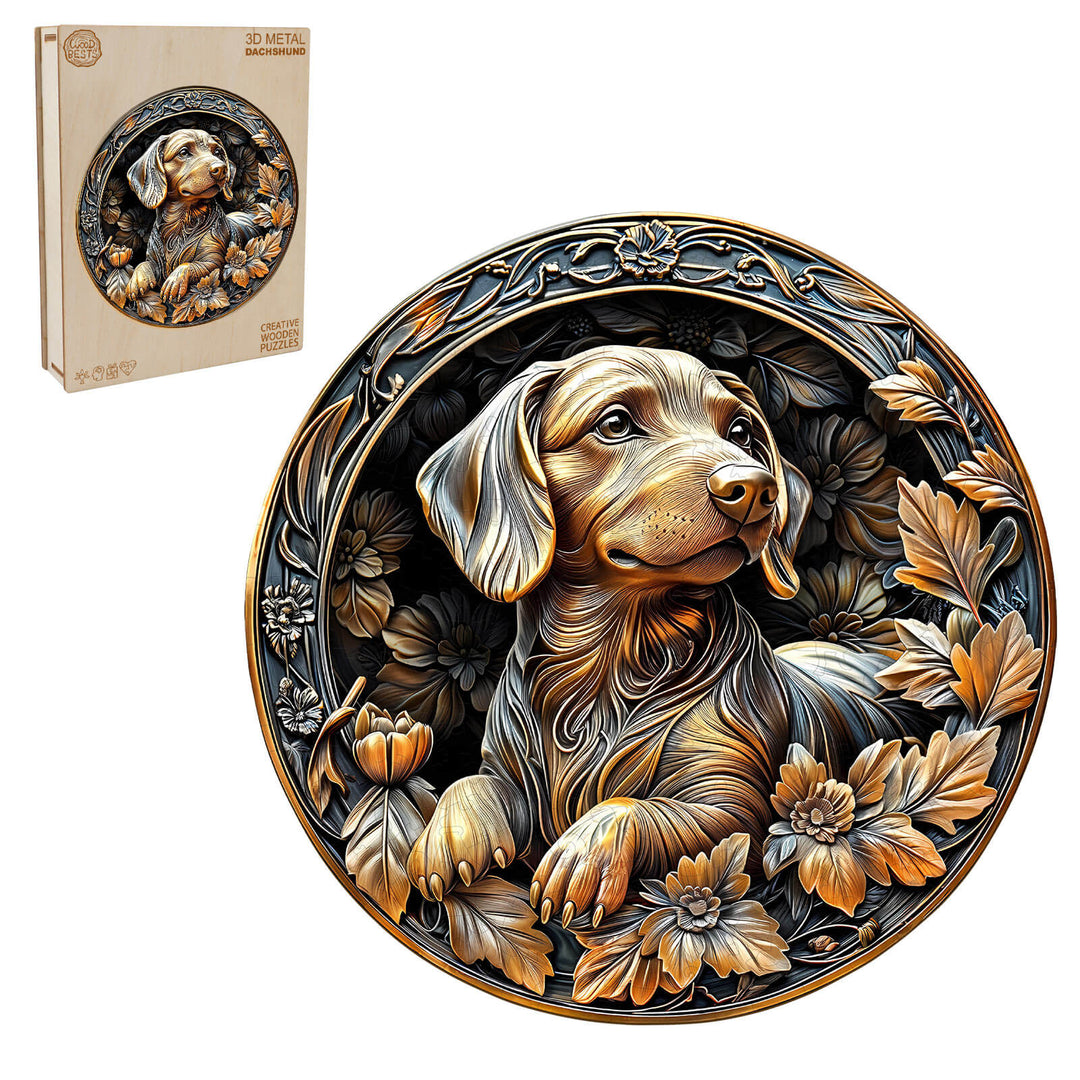 3D Metal Dachshund Wooden Jigsaw Puzzle - Woodbests