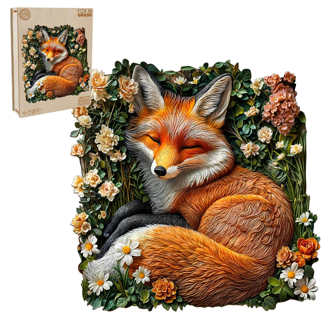 Fuchs-im-Gras-Holzpuzzle