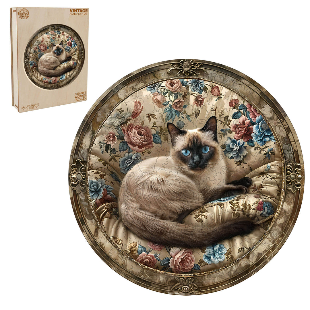 Antike Siamkatze Holzpuzzle