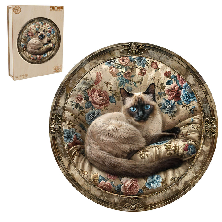 Antike Siamkatze Holzpuzzle