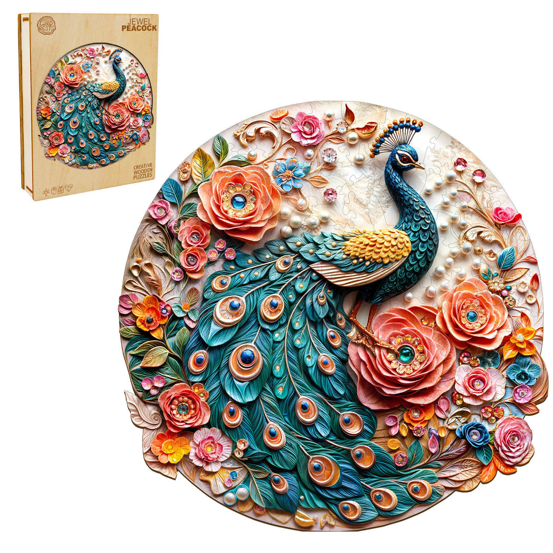 Jewel Peacock Wooden Jigsaw Puzzle - Woodbests