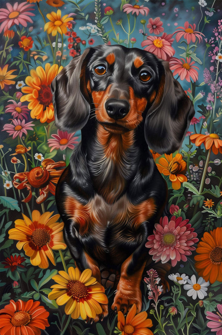 Dachshund in flowers 500 / 1000 Piece Puzzle - Woodbests